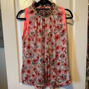 Elie Tahari Pink Floral Blouse